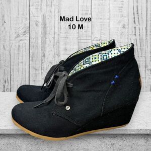 Mad Love Target Lonora Black FabricTie Mid Wedge Bootie Womens Size 10 M